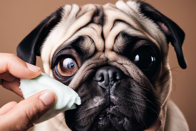 How do I properly use pet wipes on my pug's face?